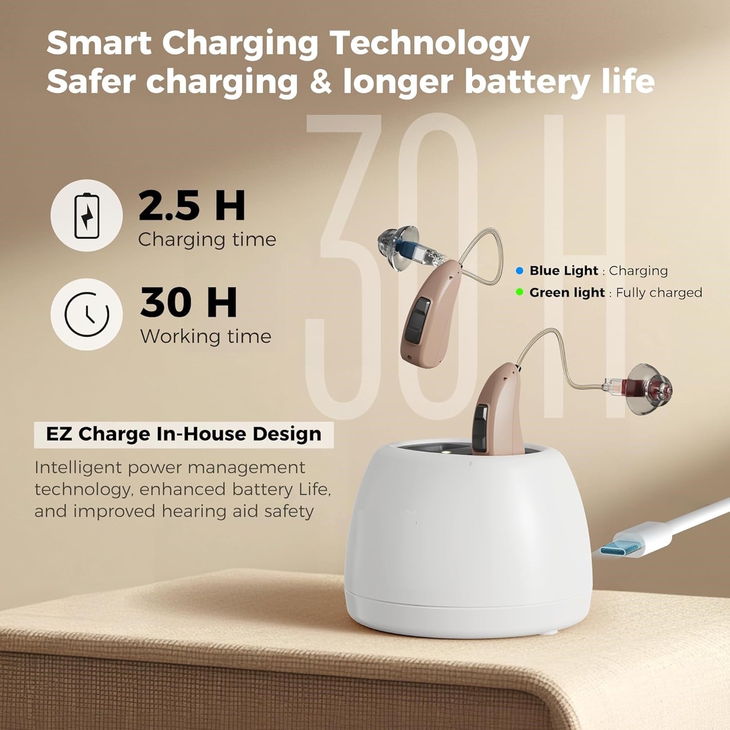 MiniRIC Rechargeable Hearing Aids(Beige)