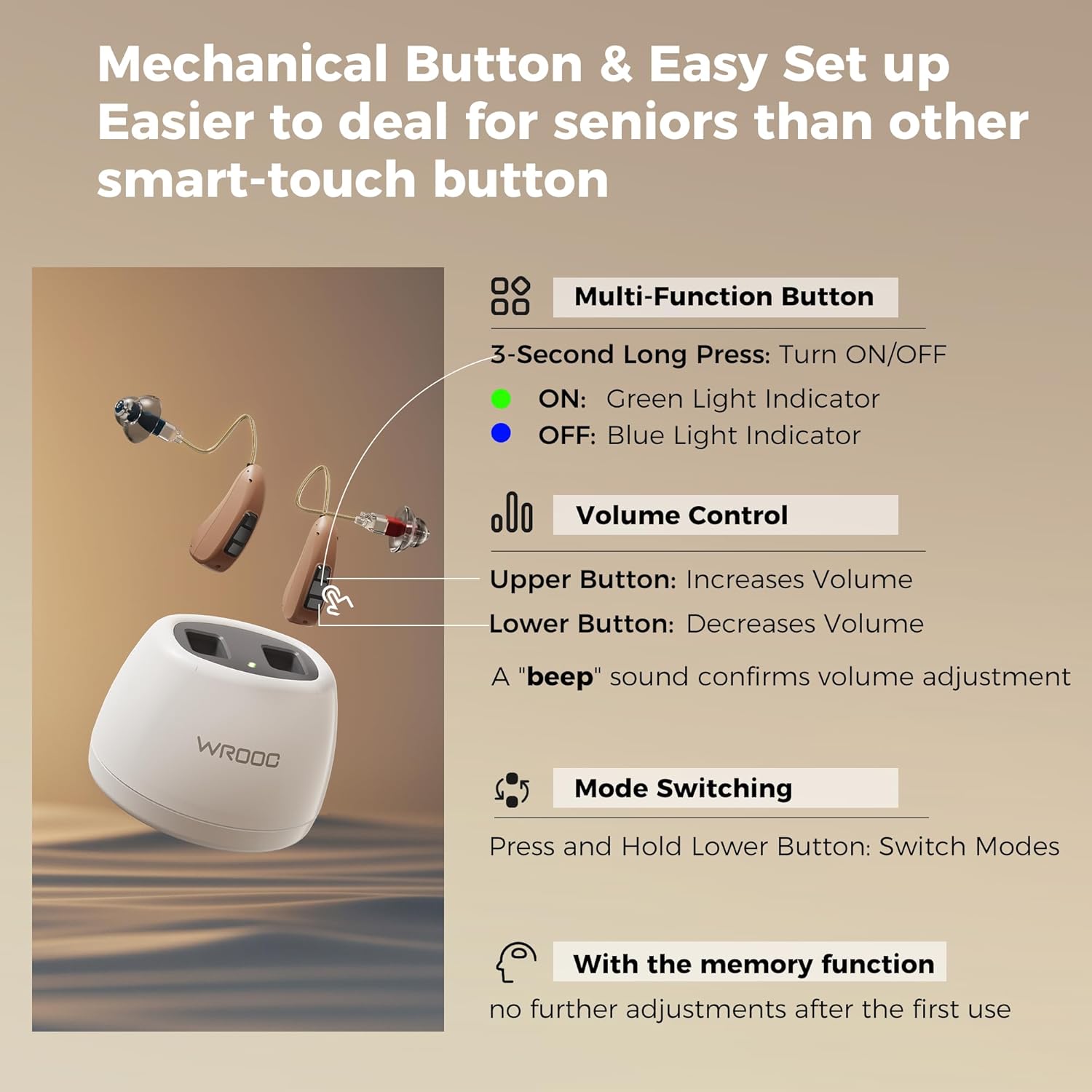 MiniRIC Rechargeable Hearing Aids(Beige)