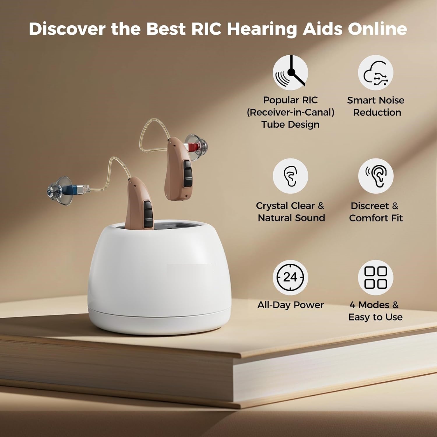 MiniRIC Rechargeable Hearing Aids(Beige)