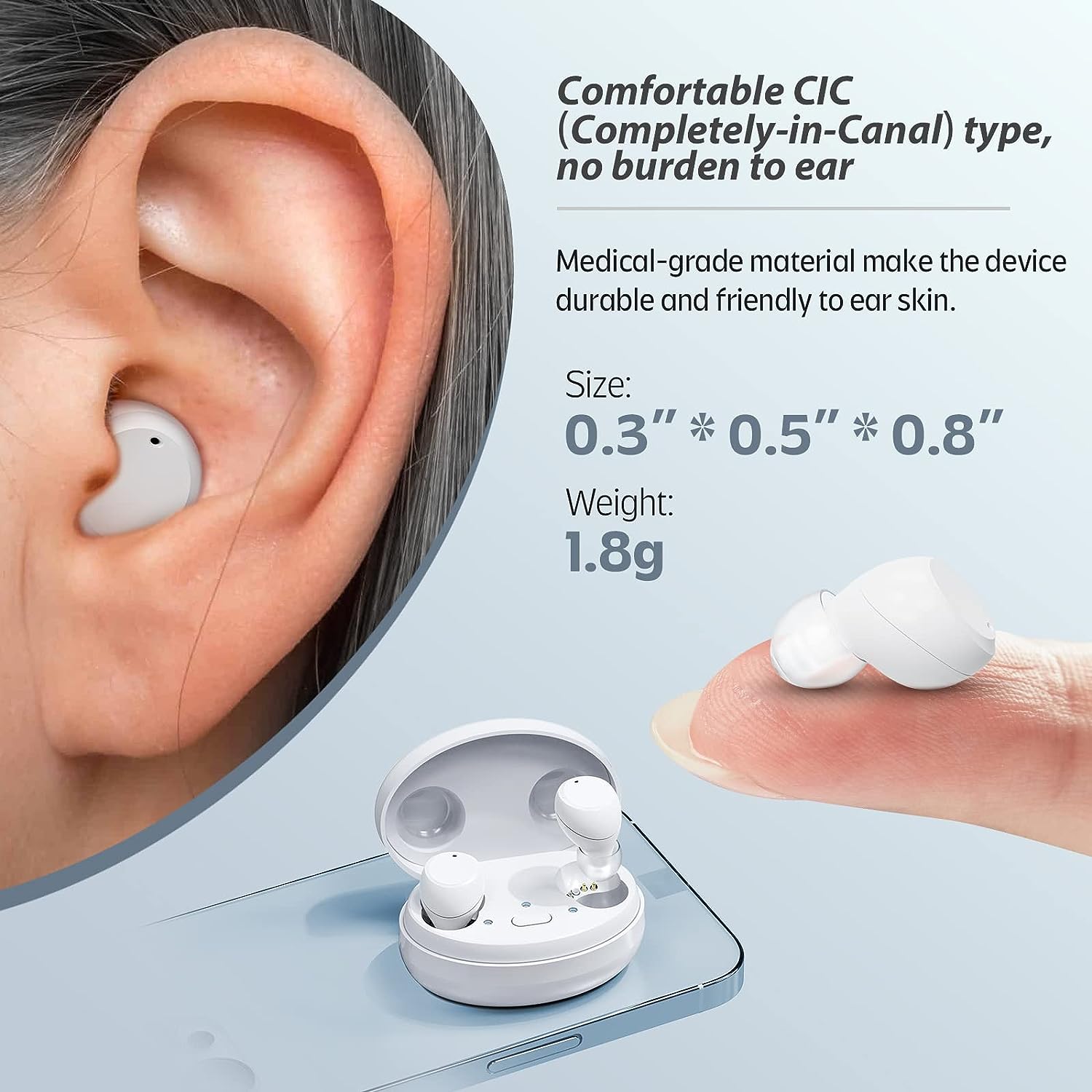 iBstone K22 Rechargeable ITC Hearing aids
