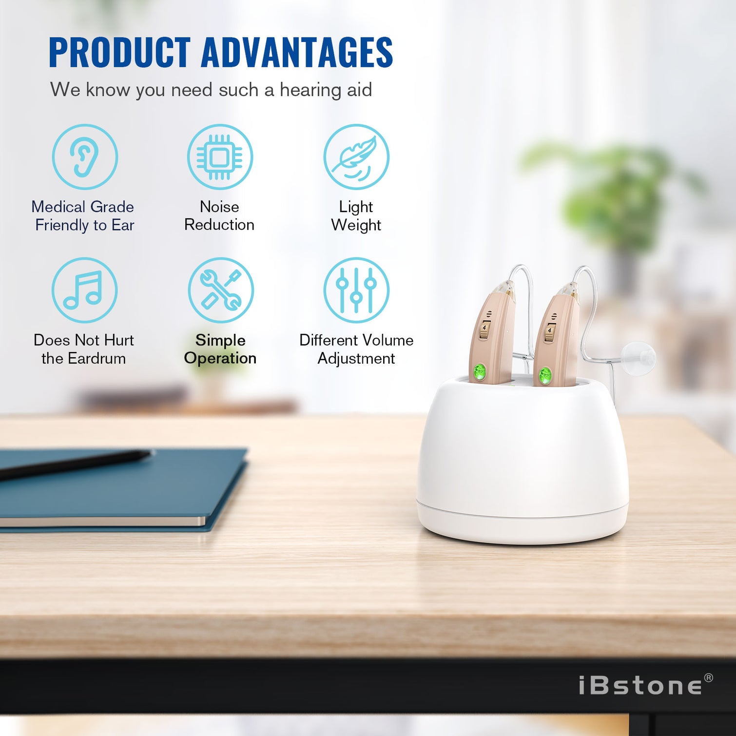 iBstone Vive20 Rechargeable BTE Hearing Aids