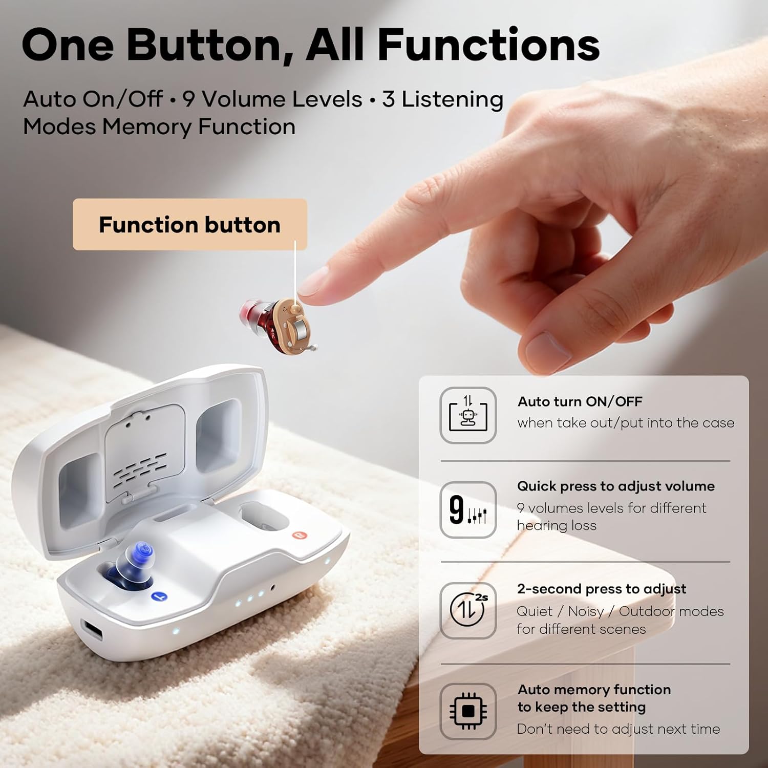 iBstone Nova White Red Blue Hearing Aids