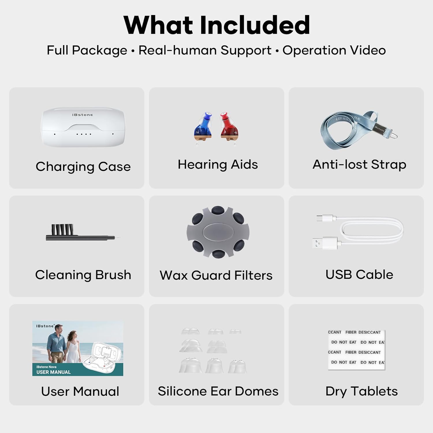 iBstone Nova White Red Blue Hearing Aids