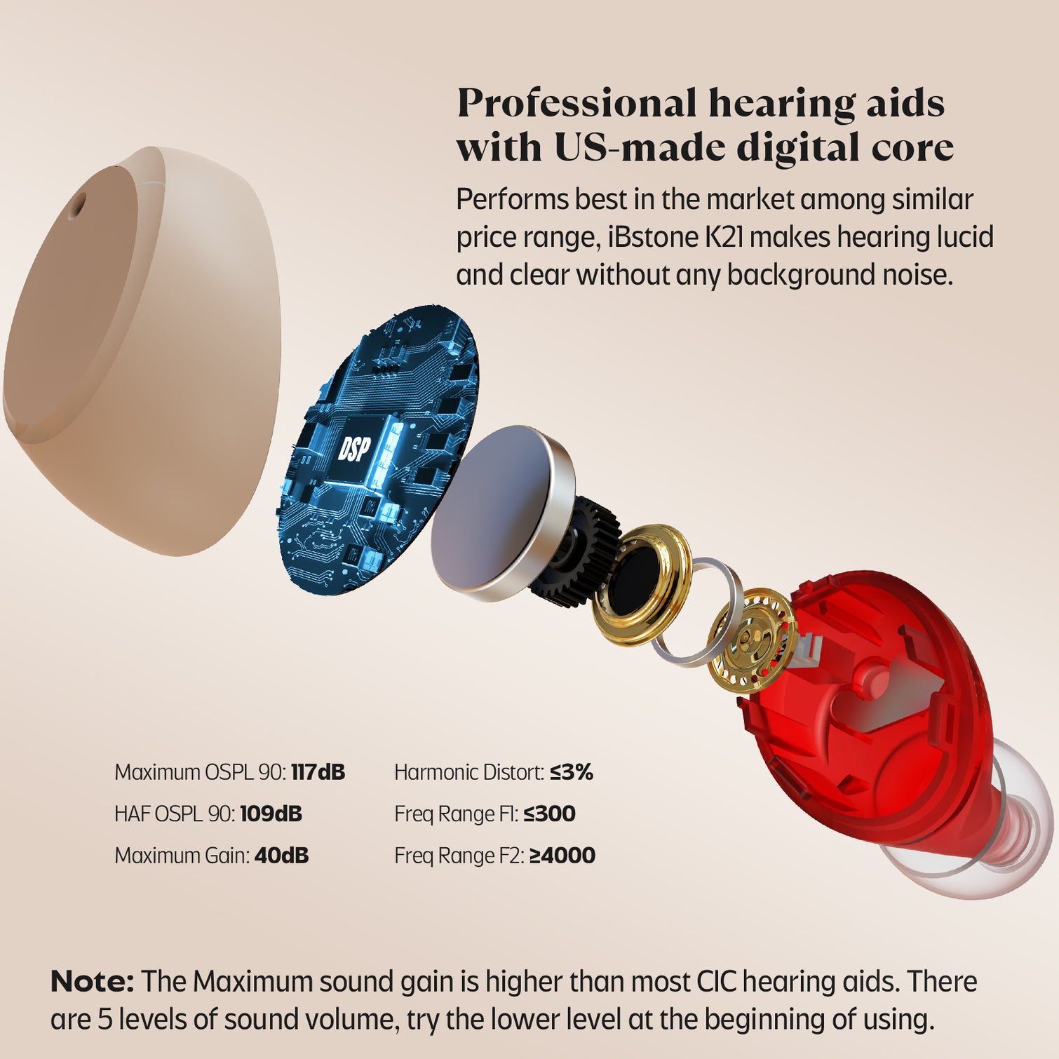 iBstone K21 Rechargeable ITC Hearing aids