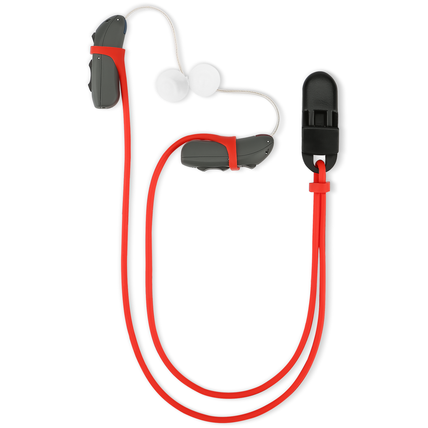 Hearing Aid Clip and Anti-Lost Lanyard Keeper, Red