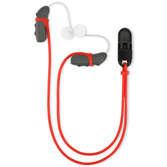 Hearing Aid Clip and Anti-Lost Lanyard Keeper, Red