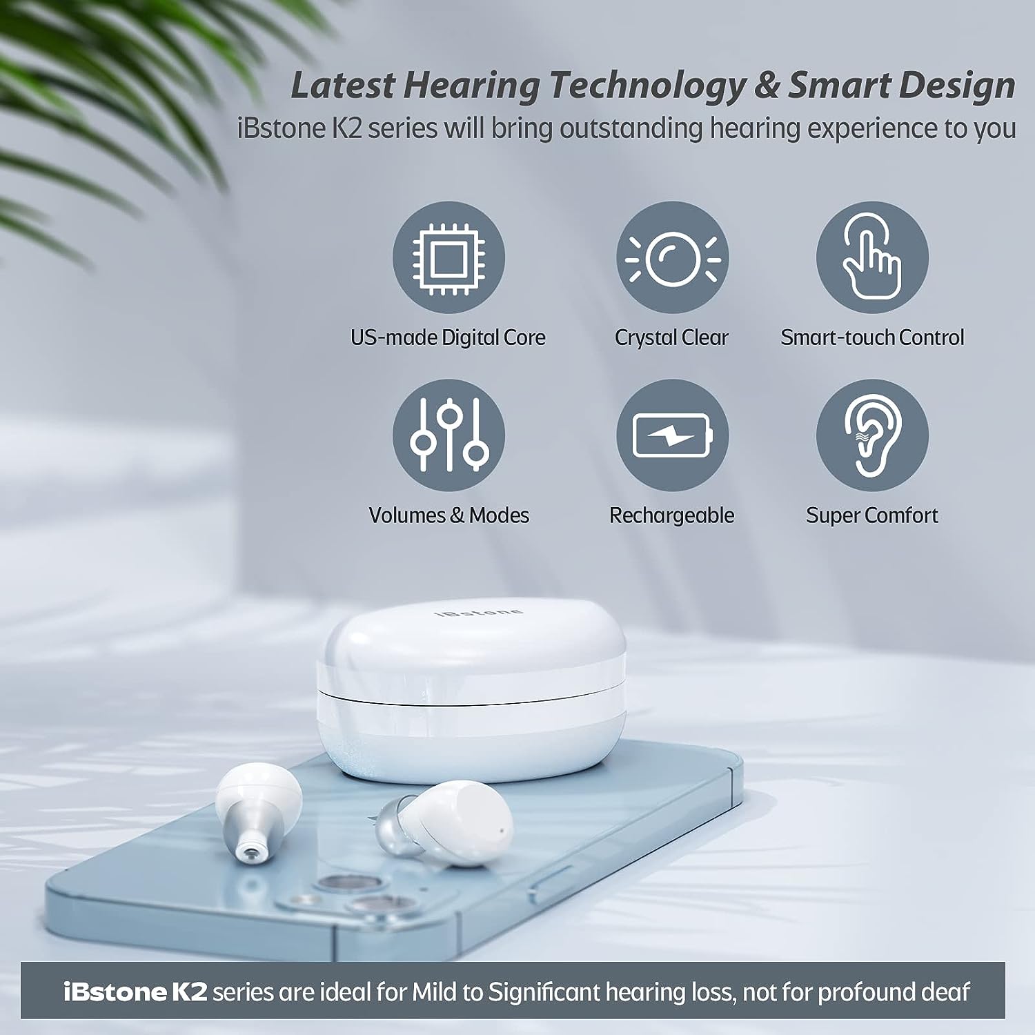 iBstone K22 Rechargeable ITC Hearing aids