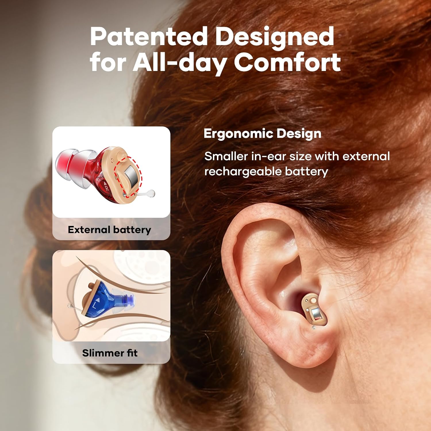 iBstone Nova White Red Blue Hearing Aids