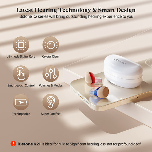 iBstone K21 Rechargeable ITC Hearing aids
